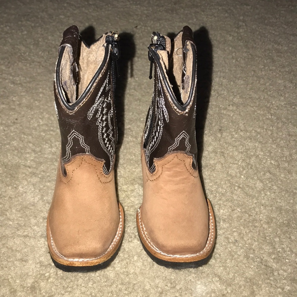 Light brown leather baby boots
